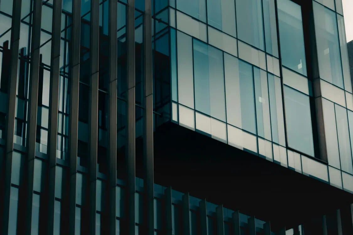 Detail of a modern glass office facade